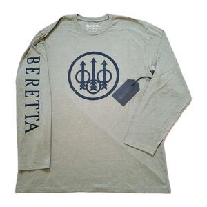 NWT Beretta Weathered Trident Logo Sz Large Mens Military Green Ling Sleeve...
